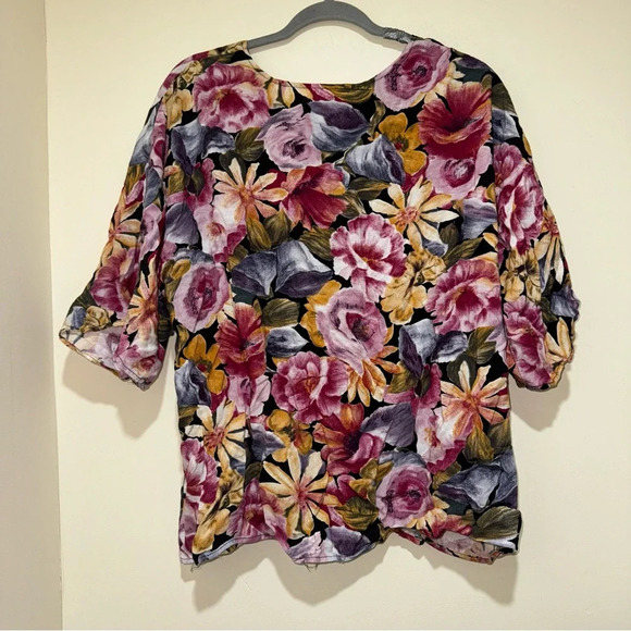 Women’s Vintage Premieře Classe Floral Grandma Pearl Gold Button Down 3/4 Blouse - Picture 9 of 15